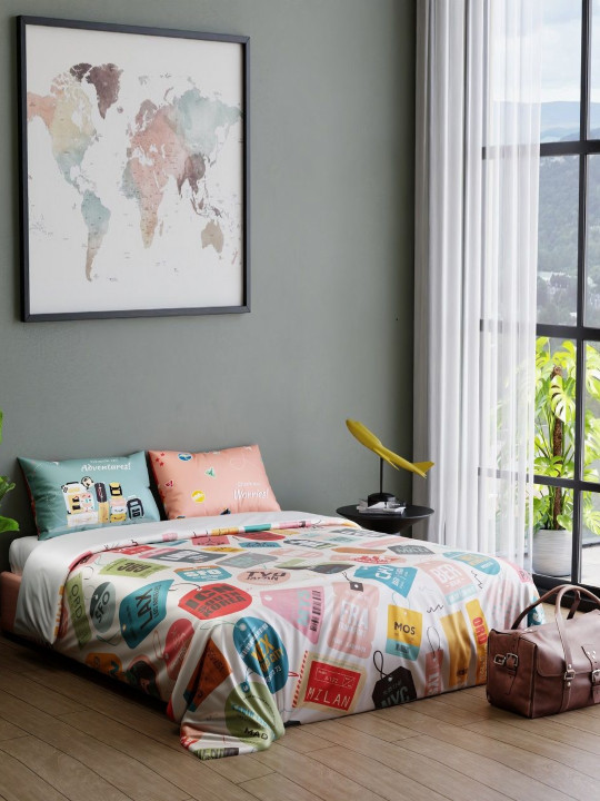 QuirkLoom Beige & Red AC Room 150 GSM Double Bed Comforter
