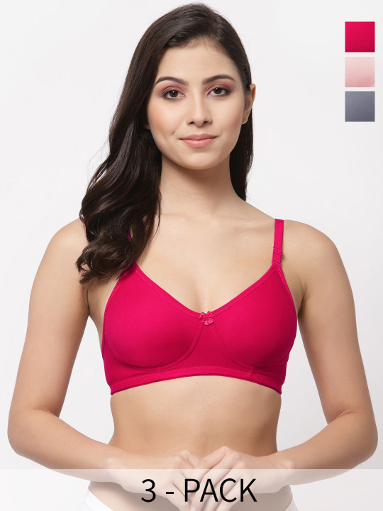 College Girl cg1301 Women Pack Of 3 Seamless Non Padded Full Coverage Bra