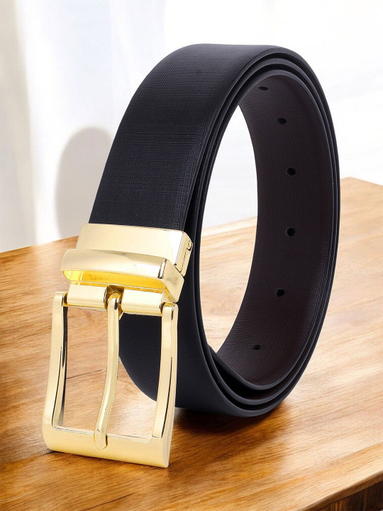 Roadster The Lifestyle Co Men Textured Reversible Buckle Belt With Tang Closure