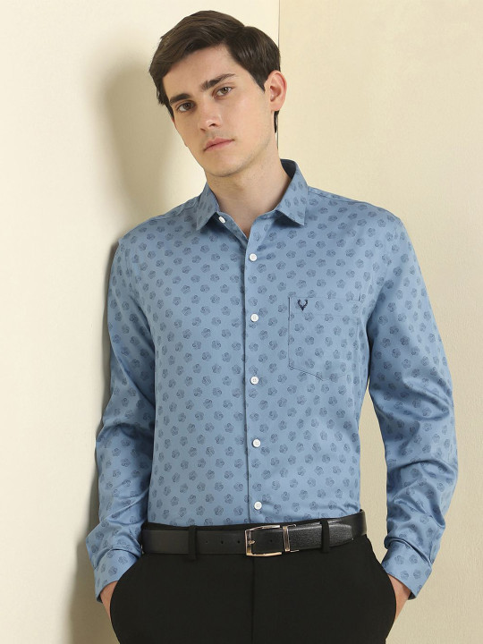 Allen Solly Slim Fit Printed Spread Collar Cotton Formal Shirt