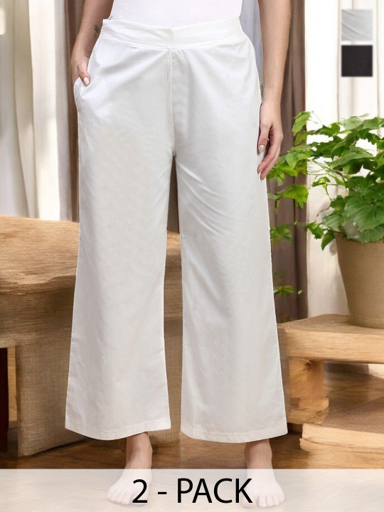 Kryptic Pack Of 2 Cotton Mid-Rise Lounge Pants
