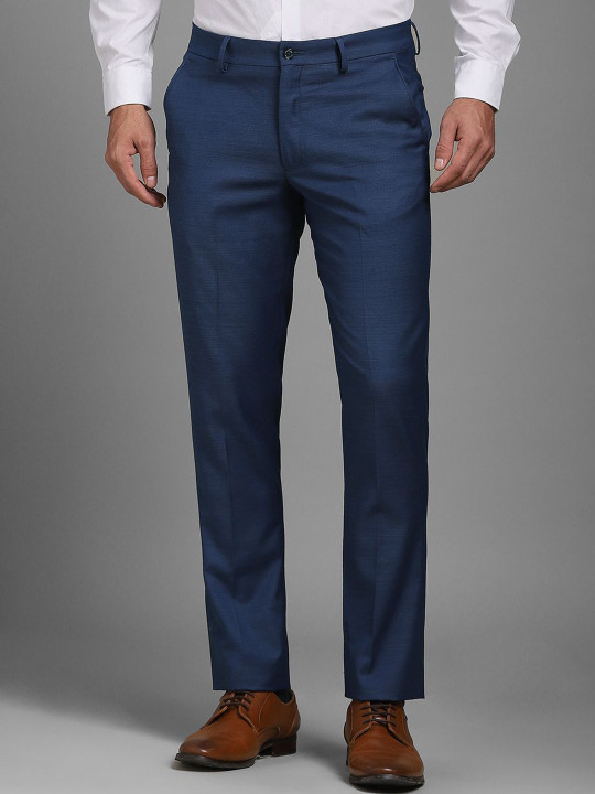 Louis Philippe Men Textured Slim Fit Trousers