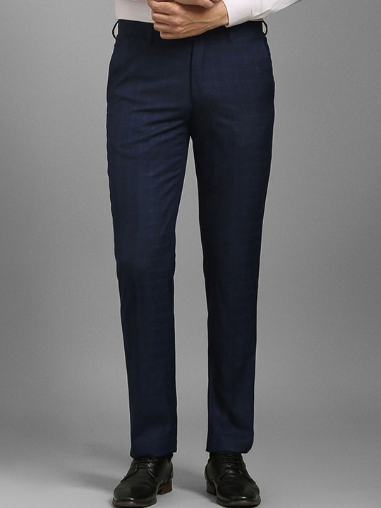Louis Philippe Men Checked Trousers