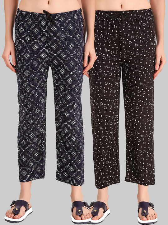 FIT N FAME Pack Of 2 Printed Soft Cotton Pyjama