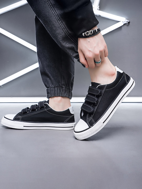 FTZ Men Round Toe Lace-Ups Canvas Sneakers