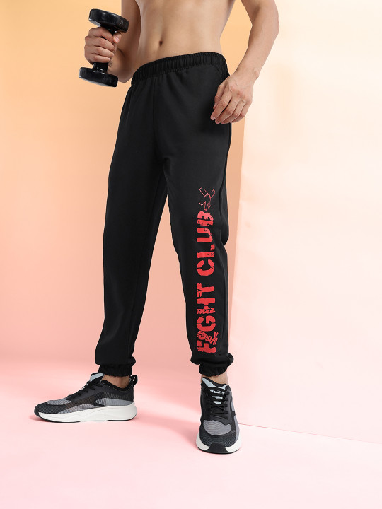 HRX by Hrithik Roshan Men Typography Printed Mid-Rise Regular Fit Training Joggers
