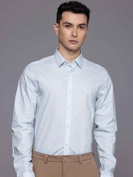 Louis Philippe Ath.Work Super Slim Fit Geometric Printed Formal Shirt