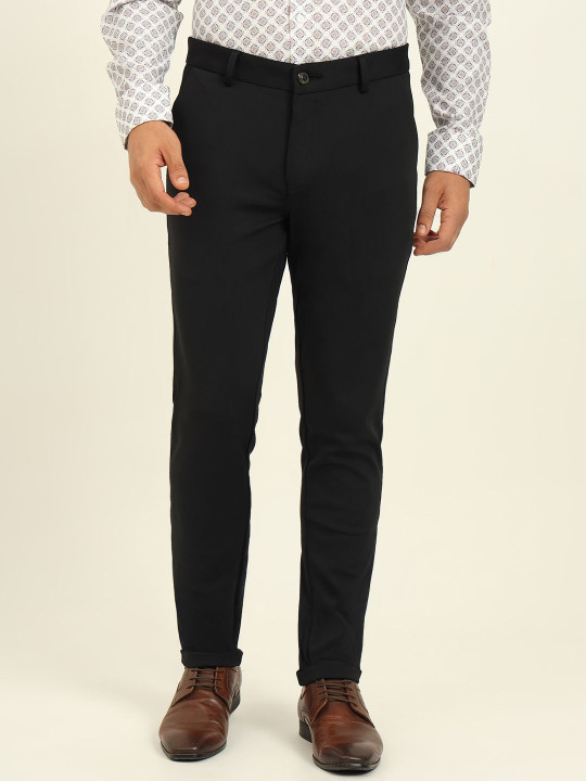 JADE BLUE Men Mid Rise Slim Fit Regular Trousers