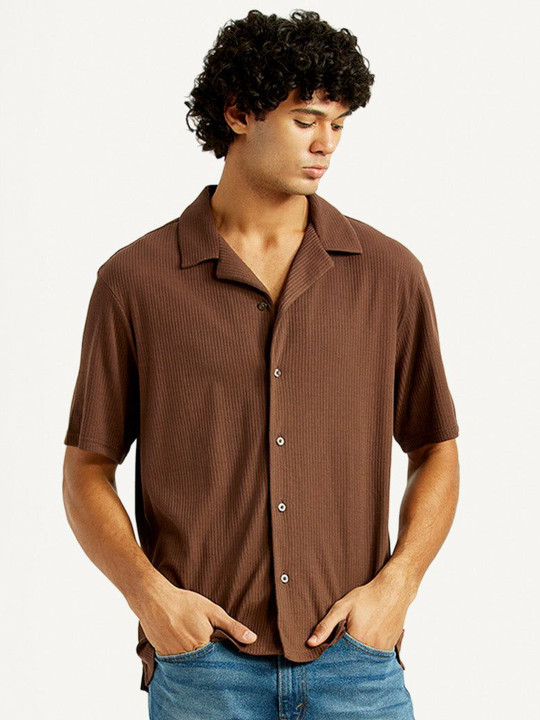 Levis Textured Spread Collar Relaxed Fit Cotton Shirt