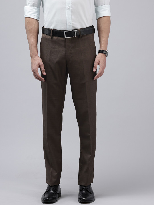 Van Heusen Men Checked Slim Fit Formal Trousers