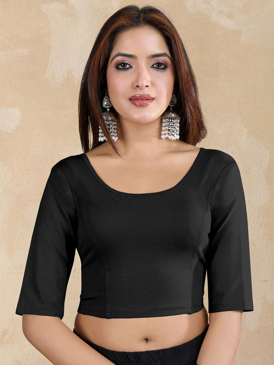 Trendmalls Round Neck Stitched Saree Blouse
