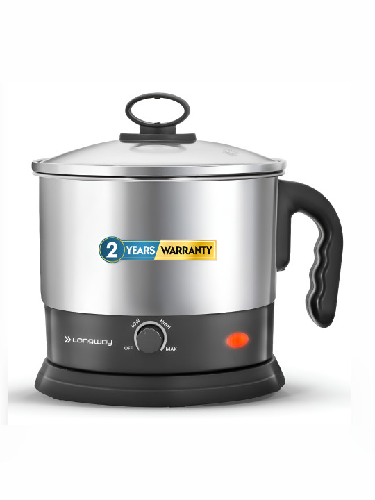 Handy Silver-Toned & Black 600-Watt Multi-Cooker Electric Kettle 1.5 L