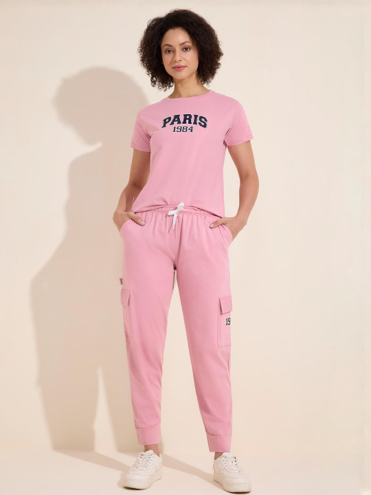 Lotik Women Cotton T-Shirt And Joggers Night Suit