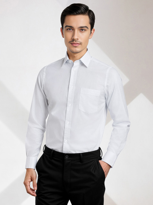 INVICTUS Pure Cotton Self Design Slim Fit Opaque Formal Shirt