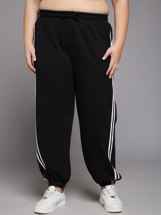 MKH Women Striped Mid-Rise Joggers