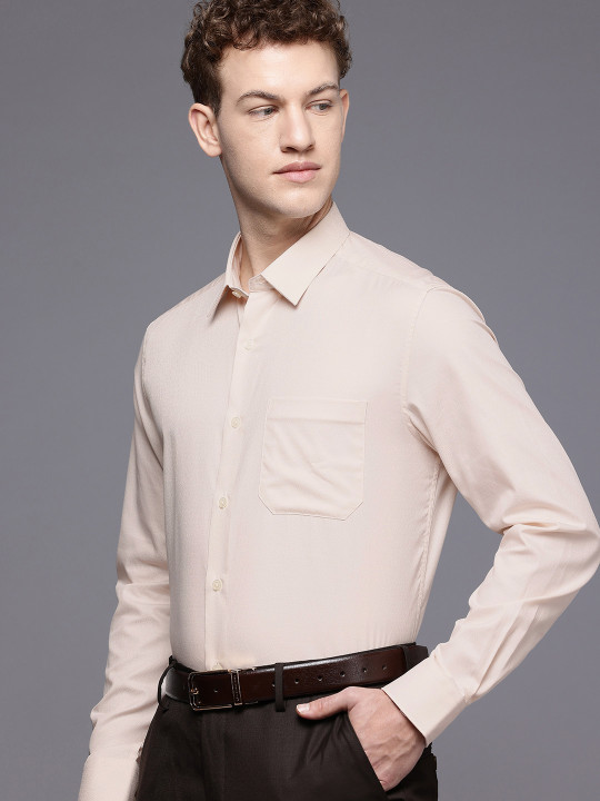 Louis Philippe Classic Fit Textured Pure Cotton Formal Shirt