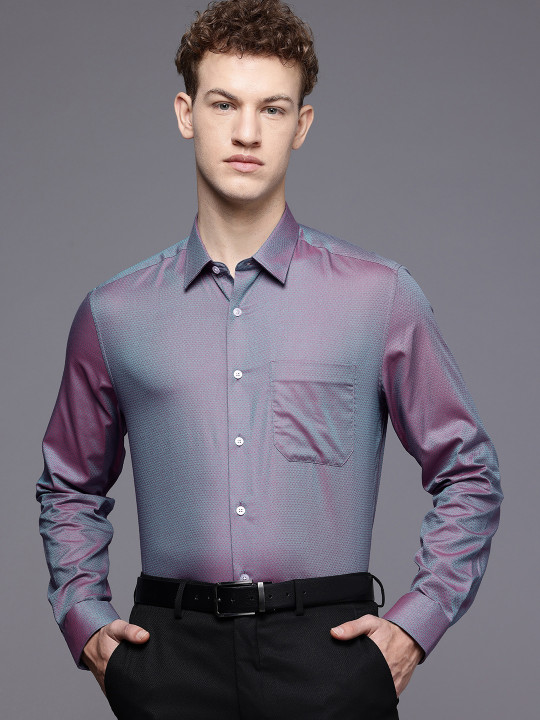 Louis Philippe Classic Fit Textured Pure Cotton Formal Shirt