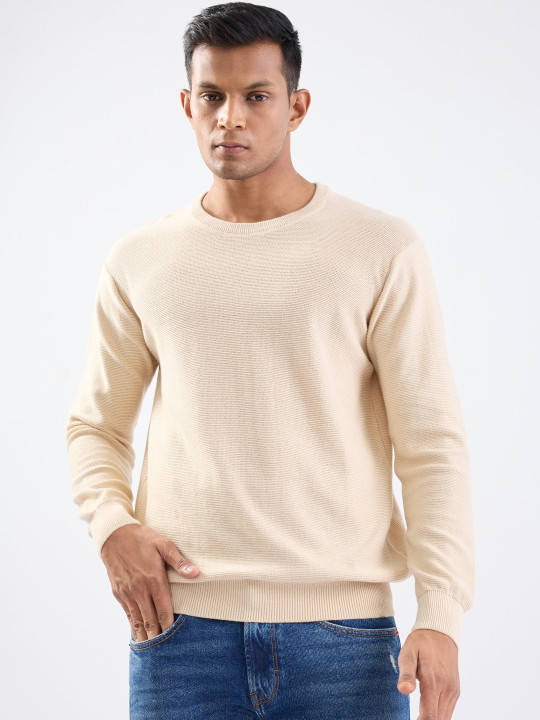 SPYKAR Men Taupe Beige Slim Fit Casual Sweaters