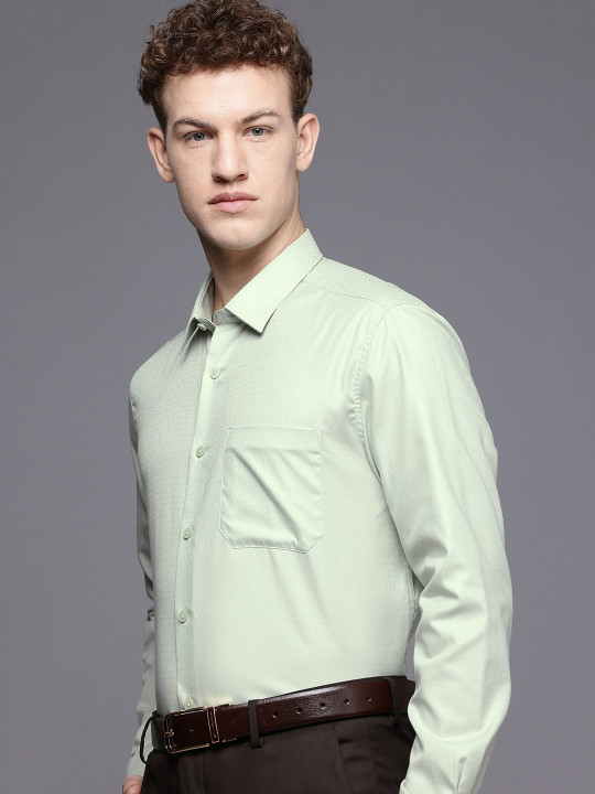 Louis Philippe Pure Cotton Self Design Classic Fit Textured Formal Shirt