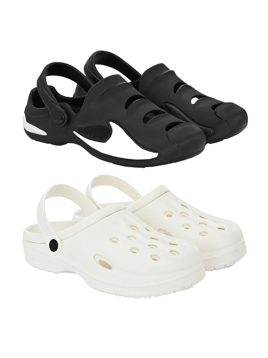 BIRDE Men Pack Of 2 Self Design Rubber Clogs