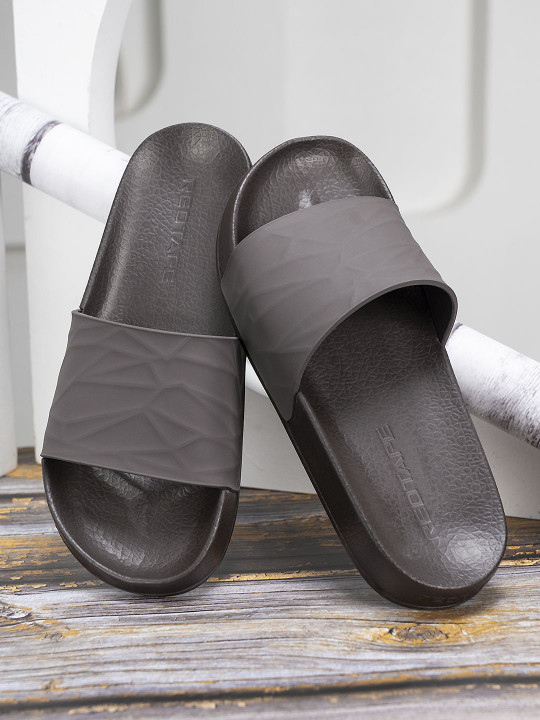 Red Tape Men Self Design Rubber Sliders