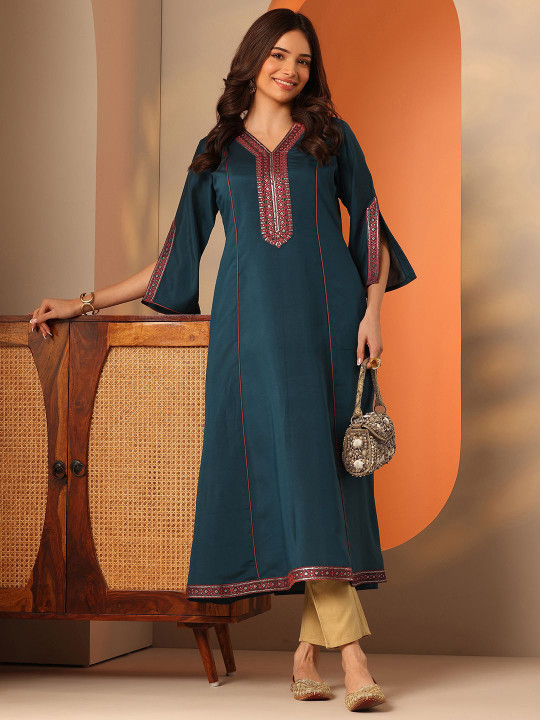 Libas Women Ethnic Motifs Embroidered Thread Work Kurta