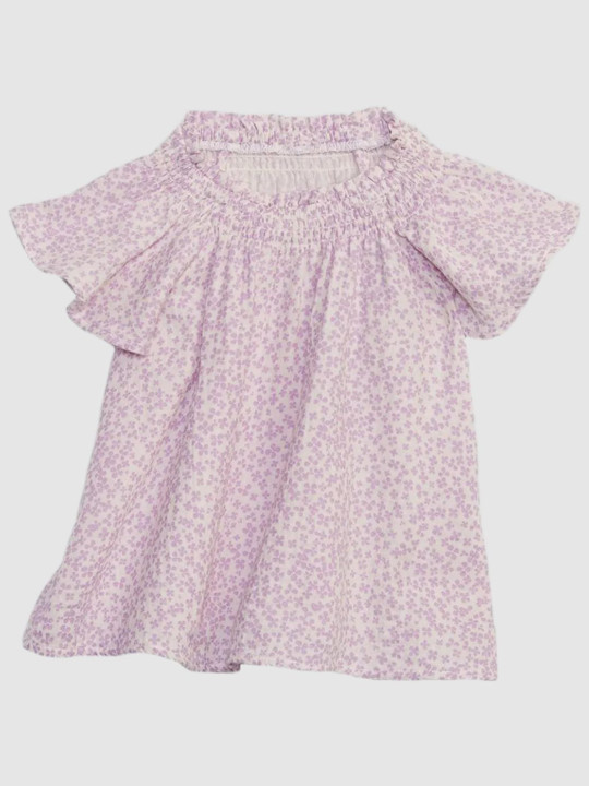 GAP Girls Floral Printed Pure Cotton Round Neck Flared Sleeve Top