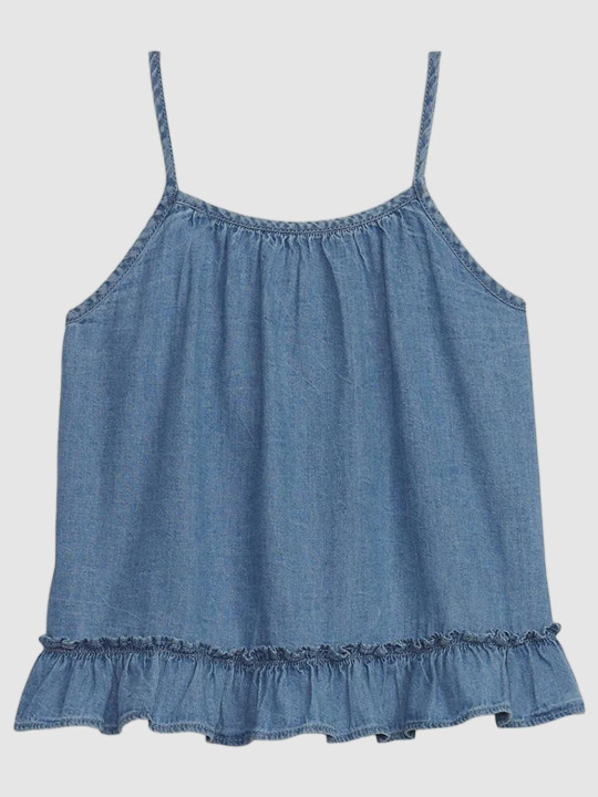 GAP Girls Shoulder Straps Cotton Ruffle Trim Cami Top