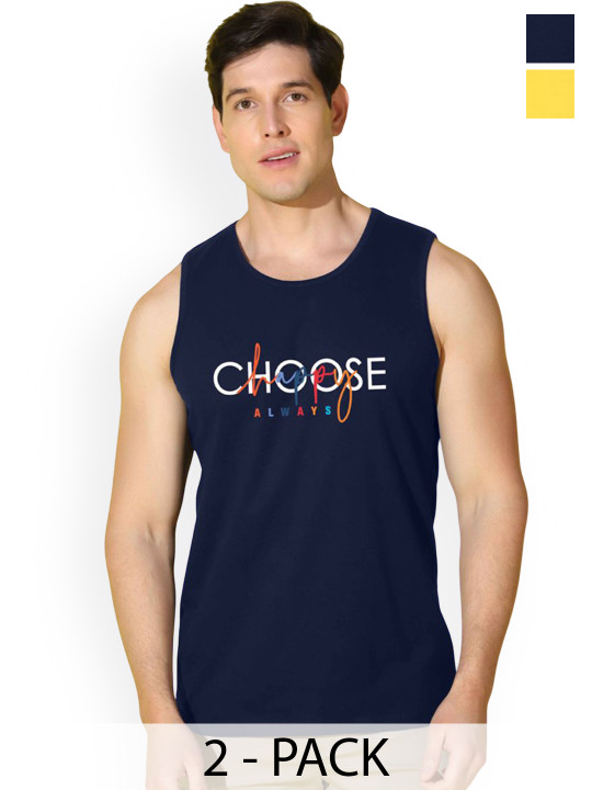 SLOWLORIS Slowloris Pack of 2 Men Printed Cotton Sleeveless Innervest