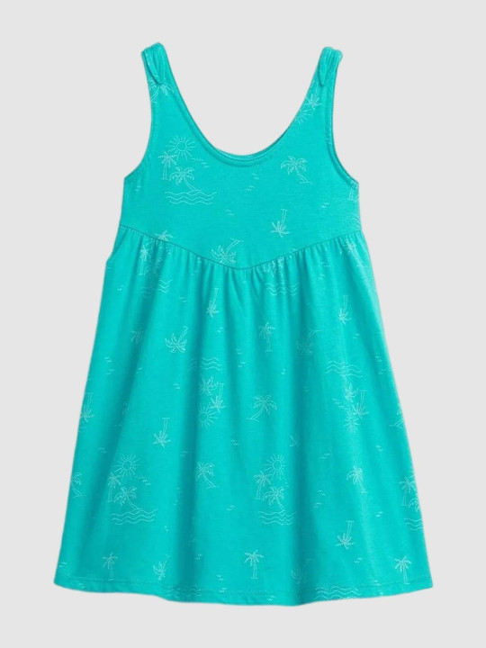 GAP Girls Tropic Printed Round Neck Pure Cotton A-Line Dress