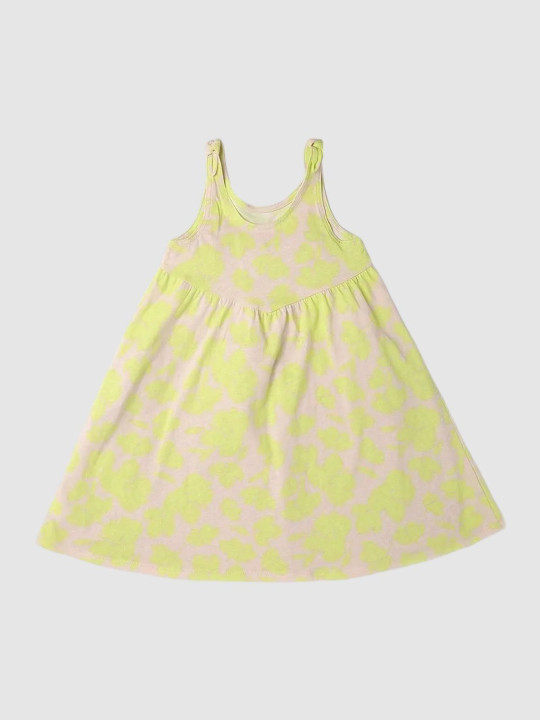 GAP Girls Abstract Printed Pure Cotton Relaxed-Fit Gathered A-Line Dress