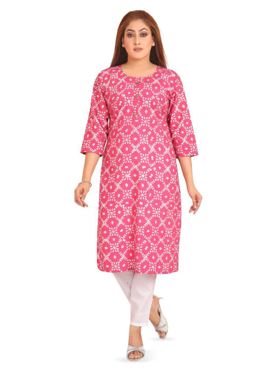 Farooq Dyeing Women Floral Printed Pure Cotton Straight Kurtas