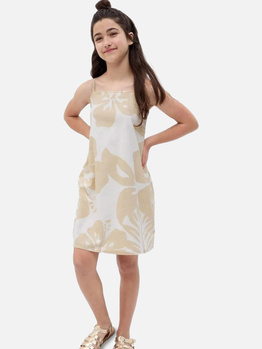 GAP Girls Floral Printed Shoulder Straps Smocked A-Line Dress