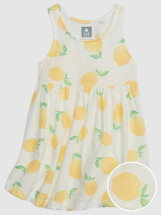 GAP Girls Printed Round Neck Gathered A-Line Dress
