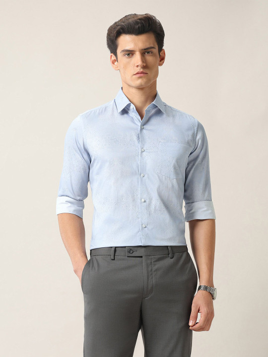 Arrow Men Slim Fit Textured Spread Collar Pure Cotton Formal Shirt