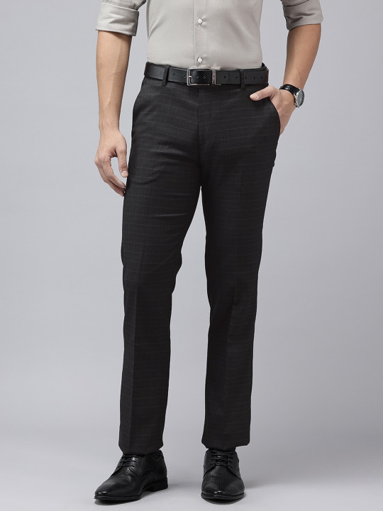 Arrow Men Hudson Tailored Fit Checked Formal Trousers