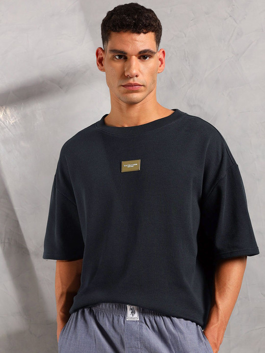U.S. Polo Assn. Men Textured Oversized Cotton Lounge Tshirt