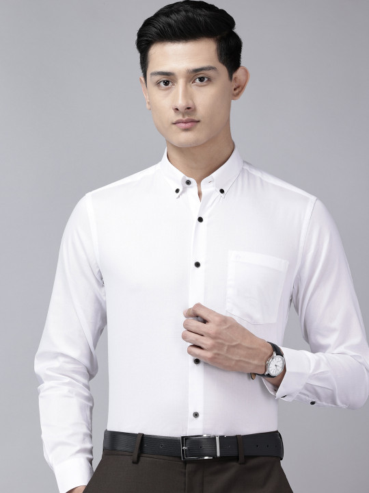 Arrow Manhattan Slim Fit Textured Pure Cotton Formal Shirt