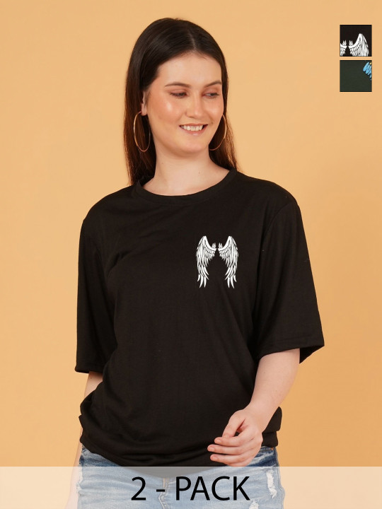 Mast & Harbour Women Pack of 2 Bugs Bunny Graphic Printed Round Neck T-shirts