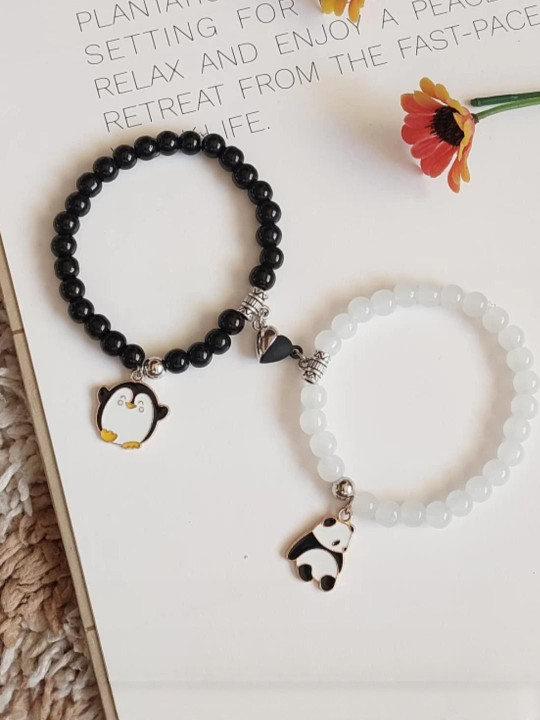 ARISTAL Jewellery Unisex Penguin & Panda Crystal Bracelet