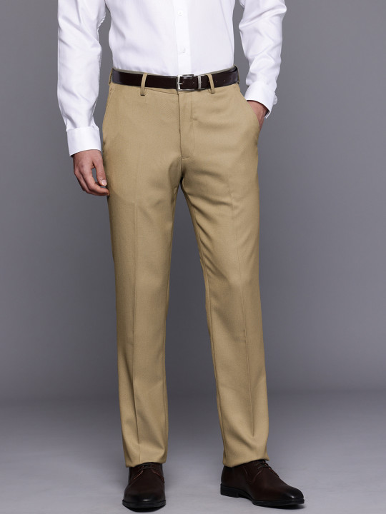 Louis Philippe Men Textured Slim Fit Formal Trousers