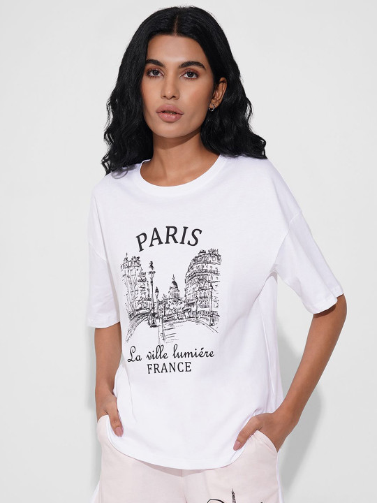 Dreamz by Pantaloons Women Printed Pure Cotton Lounge T-Shirt