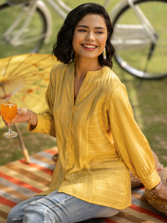 Libas Women Striped Panelled Kurti