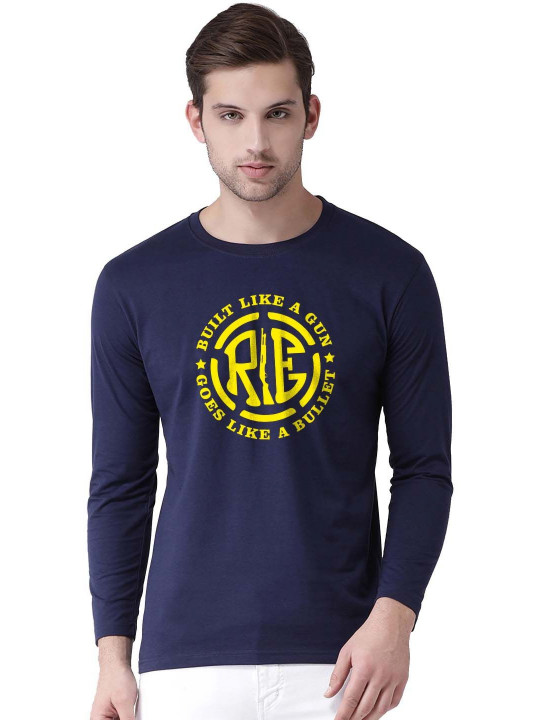 Organic Chics Men Bio Finish Typography Printed Round Neck Cotton T-shirt