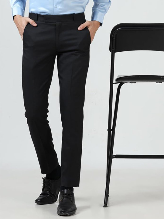 McHenry Men Relaxed Regular Fit Mid-Rise Formal Trouser