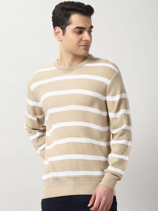Peter England Casuals Peter England Striped Crew Neck Pullover
