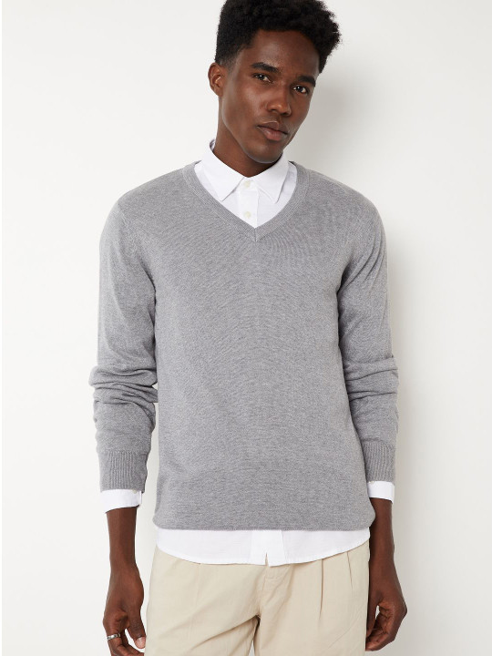 max V-Neck Long Sleeves Cotton Sweater