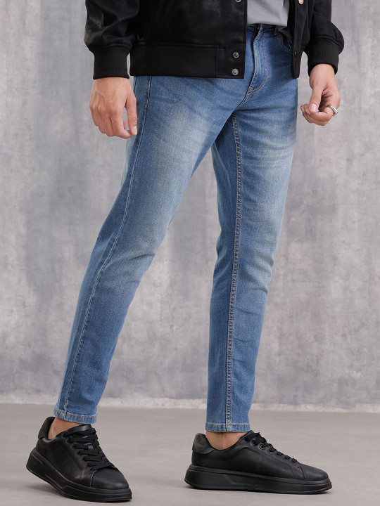 WROGN Men Skinny Fit Mid-Rise Heavy Fade Jeans