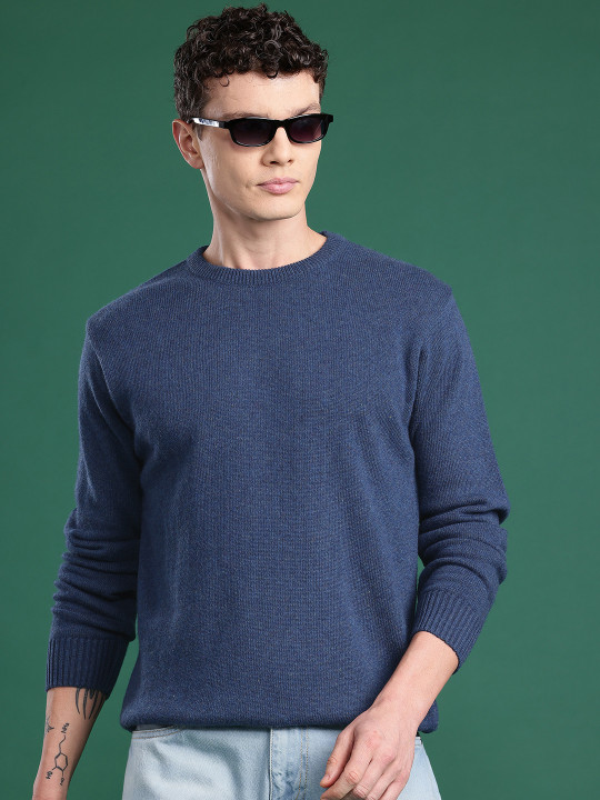 Cayman Solid Round Neck Woollen Pullover