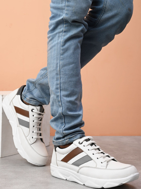 HERE&NOW Men White Synthetic Leather Lace-Ups Casual Sneakers